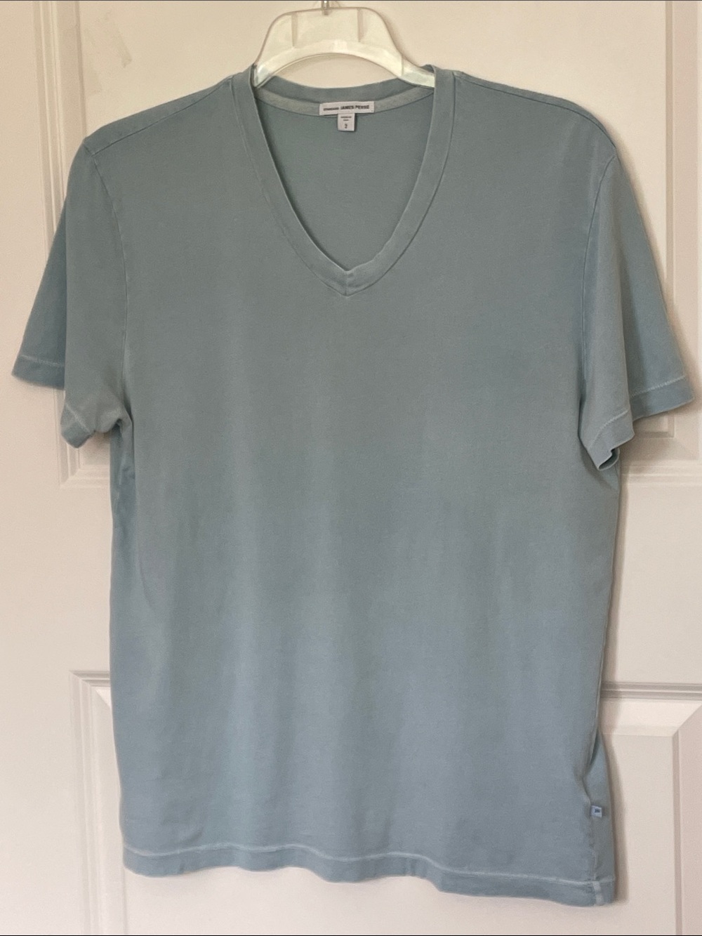 Standard James Perse Relaxed Slub Cotton V Neck Light Blue Tee Medium